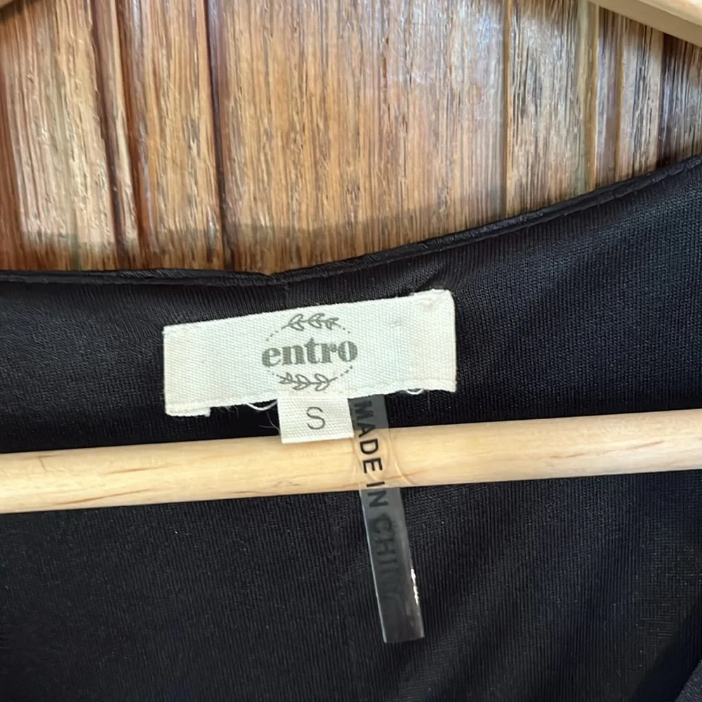 Entro Black Leopard Print V-Neck Puff Sleeve Dress with Pockets - Picture 6 of 12